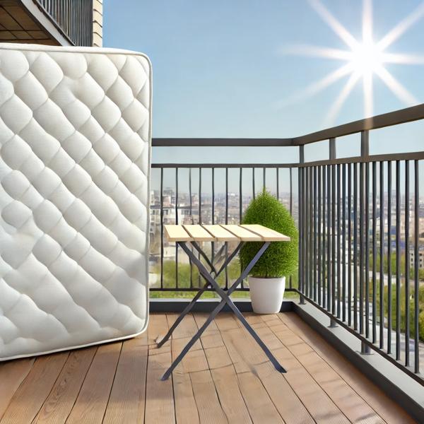materac wietrzony na balkonie