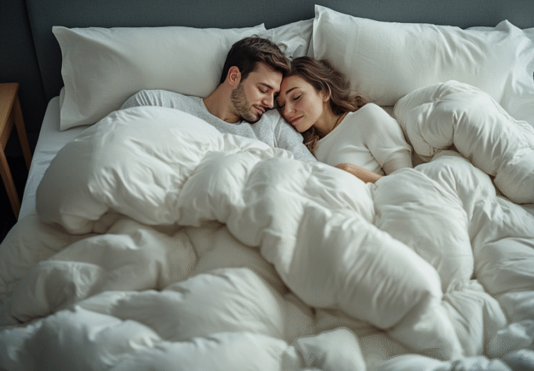 wygodny sen dwóch osób na łóżku dwuosobowym