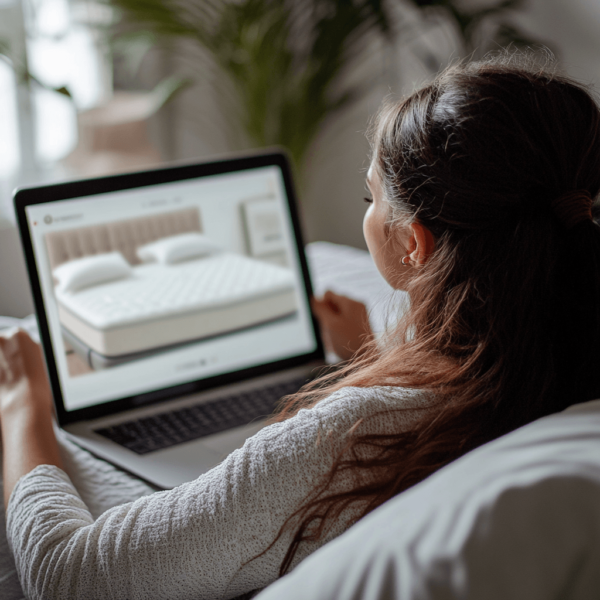 kobieta przegląda materace online