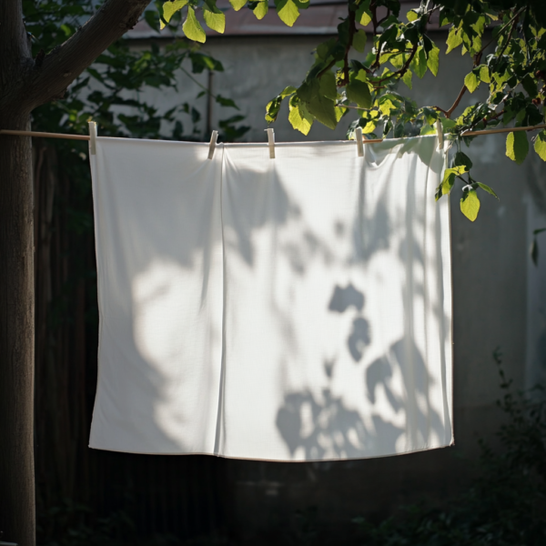 pokrowiec materaca suszy się na sznurze