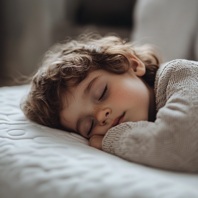 dziecko odpoczywa na materacu
