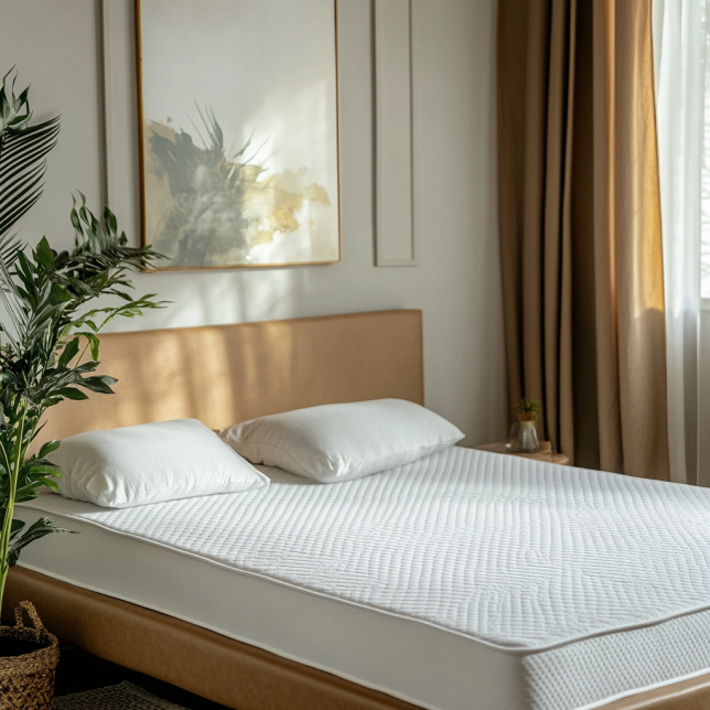 łóżko dwuosobowe z poduszkami