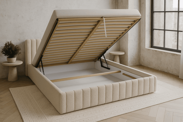 nowoczesne łóżko z pojemnym schowkiem