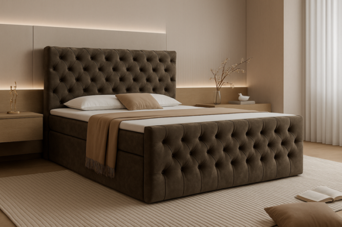 aranżacja sypialni z łóżkiem kontynentalnym