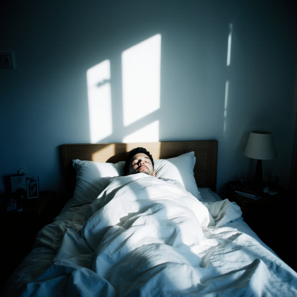 sen na łóżku jednoosobowy,