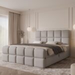 Łóżko kontynentalne MOYA MAX - 180x200 - z pojemnikiem na pościel - szary velvet