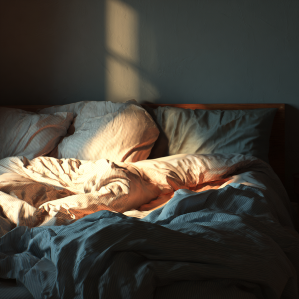 pościel w łóżku rano