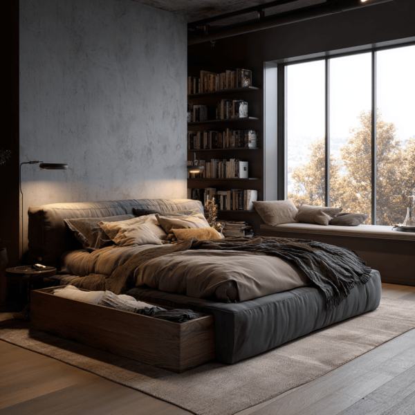 łóżko z pojemnikiem na pościel