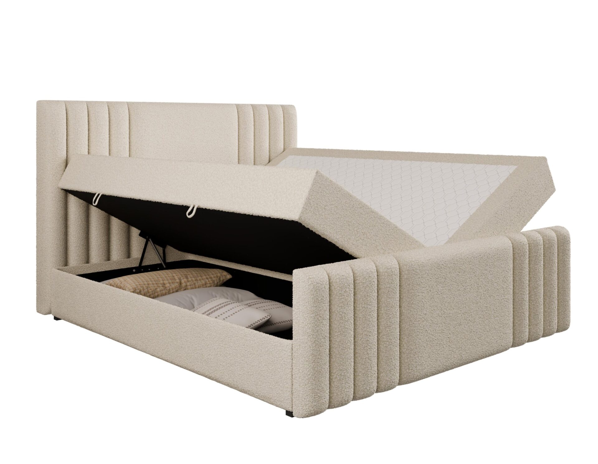 łóżko z zagłówkiem otwarte