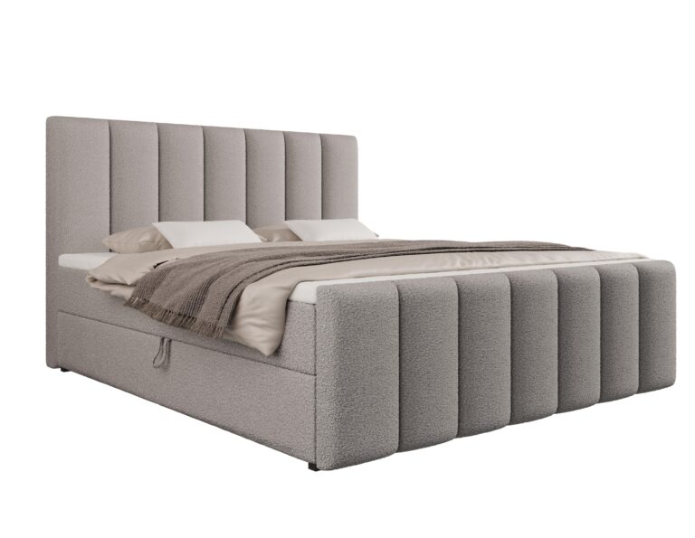 łóżko z zagłókiem szare w salonie