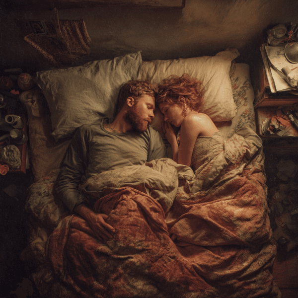 para śpi na łóżku