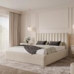 Łóżko tapicerowane 180x200 z pojemnikiem - DELFINE