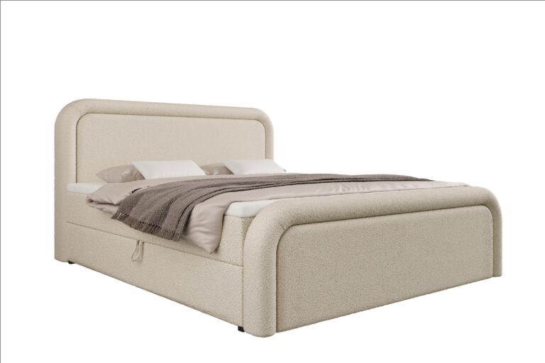 łóżko z półokrągłym zagłókiem kremowe