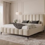 Łóżko tapicerowane na nóżkach 180x200 z pojemnikiem - BELLA MAX UP