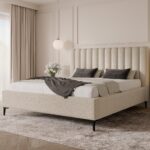 Łóżko tapicerowane na nóżkach 180x200 z pojemnikiem - DELFINE UP