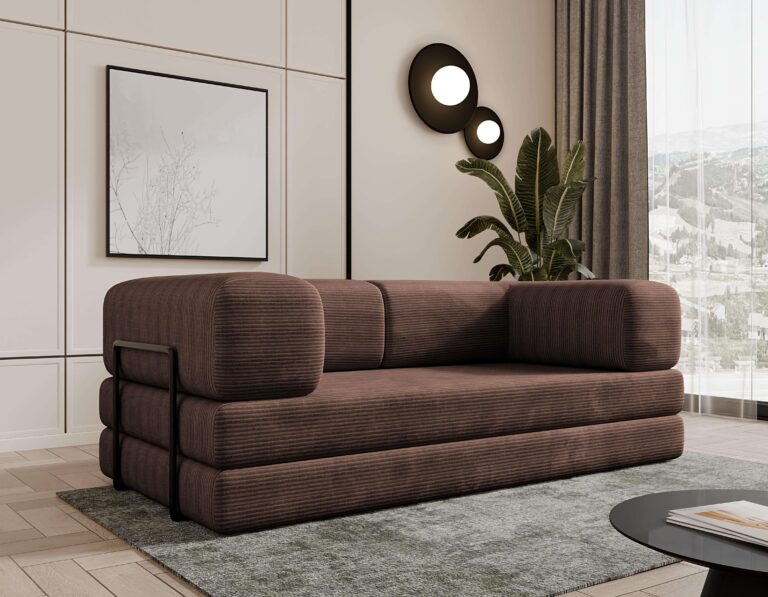 Sofa modułowa z funkcją spania Selvia Brązowy