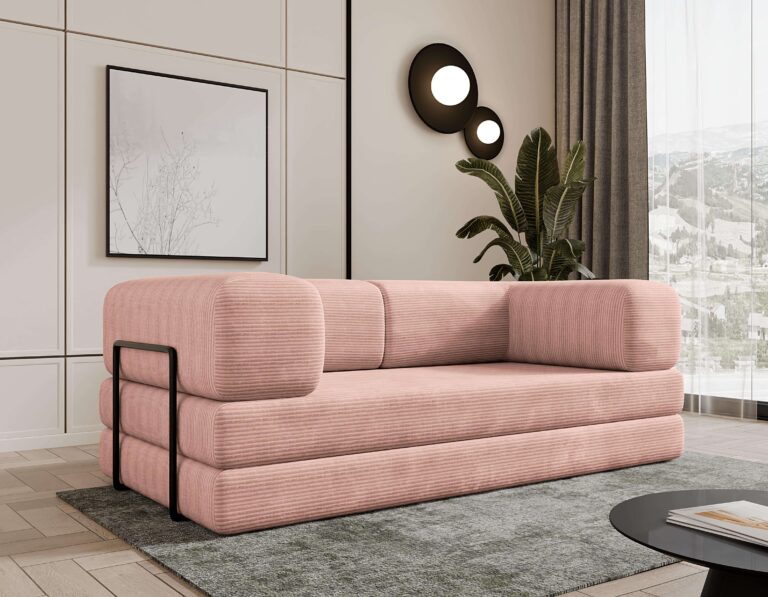 Sofa modułowa z funkcją spania Selvia Różowy