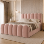 Łóżko kontynentalne CUDDLE - 180x200 - z pojemnikiem na pościel - pudrowy róż velvet