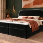 Łóżko kontynentalne Mona 2 - 120x200 - z pojemnikiem na pościel – czarny velvet